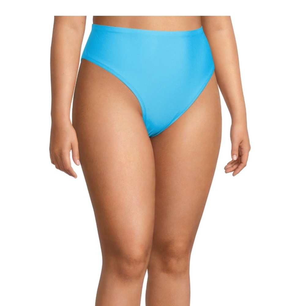 Time & Tru High Leg Shirred Back Bikini Bathing Suit Swimsuit Bottoms 1X 16W-18W